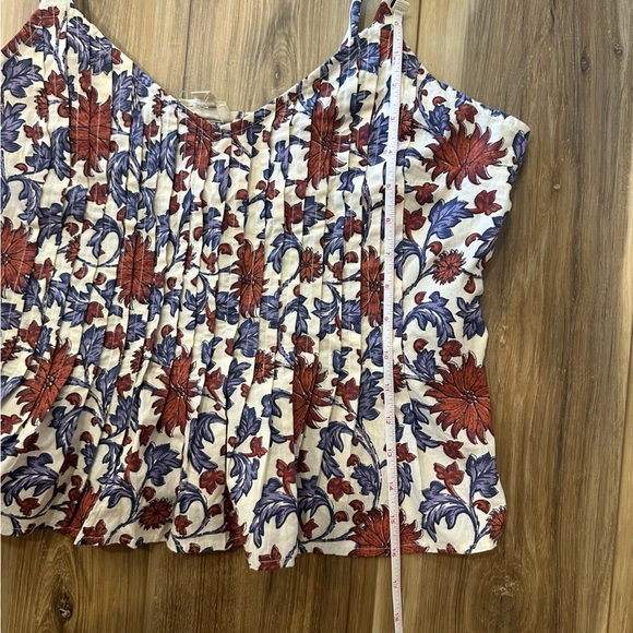 Anthropologie x Let Me Be Tie Strap Muted Floral Peplum Tank Sz Medium - Picture 9 of 10